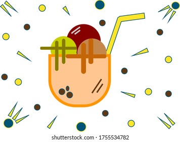  design of ice cream cup with decorations on white background