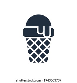 The design of the ice cream spring glyph icon vector illustration, this vector is suitable for icons, logos, illustrations, stickers, books, covers, etc