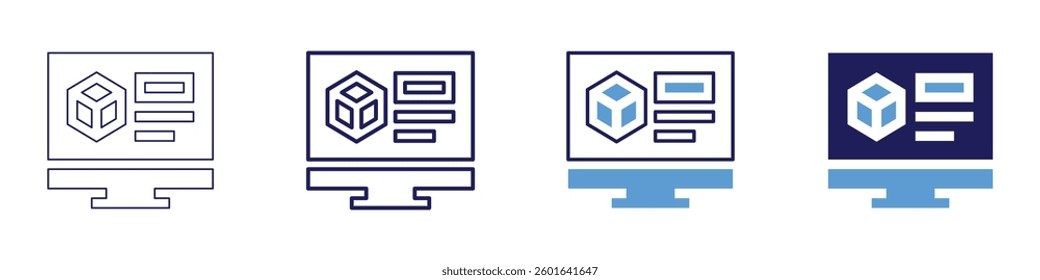 Design pedagogy​ icon in 4 different styles. Thin Line, Line, Bold Line, Duotone. Duotone style. Editable stroke.