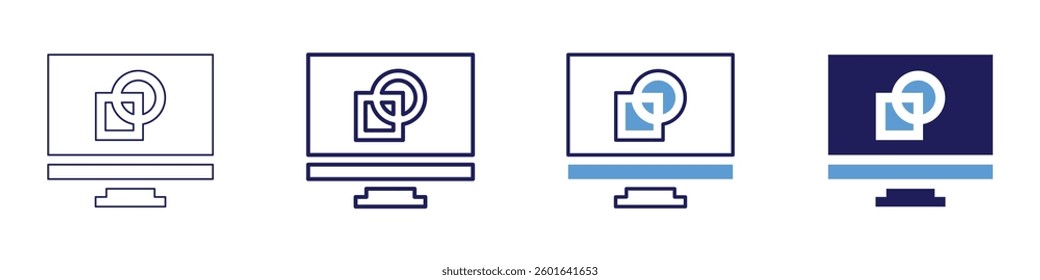 Design portfolio​ icon in 4 different styles. Thin Line, Line, Bold Line, Duotone. Duotone style. Editable stroke.