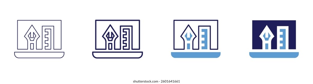 Design projects​ icon in 4 different styles. Thin Line, Line, Bold Line, Duotone. Duotone style. Editable stroke.