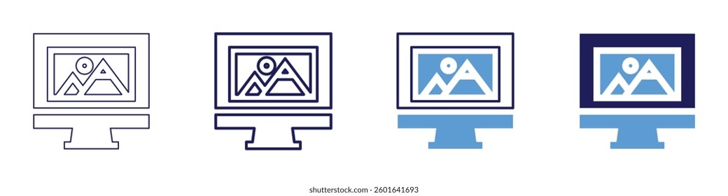 Design systems​ icon in 4 different styles. Thin Line, Line, Bold Line, Duotone. Duotone style. Editable stroke.