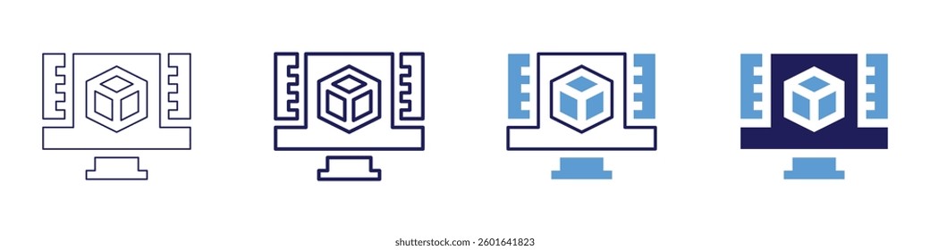 Design management​ icon in 4 different styles. Thin Line, Line, Bold Line, Duotone. Duotone style. Editable stroke.