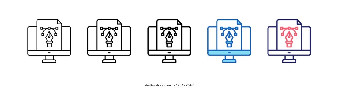 Ícone Design Em 5 Estilos Diferentes Conjunto Coleção.
