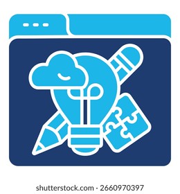 Icono De Diseño En Diseño Plano Monocromo Azul, Ilustración vectorial