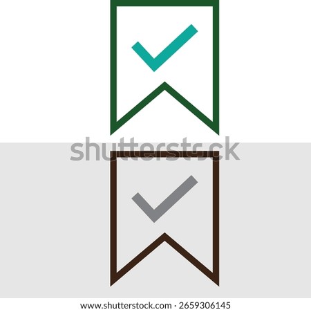 Design icon of bookmarks with check or cross check for webpages, websites, app, approval system, UI 
