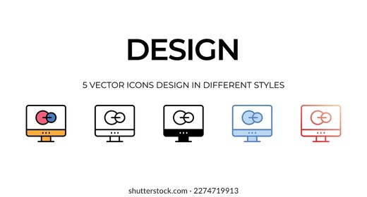 design Icon Design in Five style with Editable Stroke. Line, Solid, Flat Line, Duo Tone Color, and Color Gradient Line. Suitable for Web Page, Mobile App, UI, UX and GUI design.