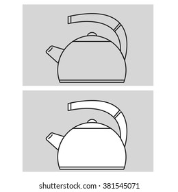 Design icon kettle. Vector line  illustration