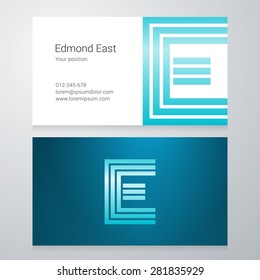 Design icon letter E Business card template. Layered, editable.