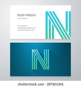 Design icon letter N Business card template. Layered, editable.