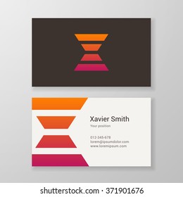 Design icon letter X stripes business card template. Layered, editable.