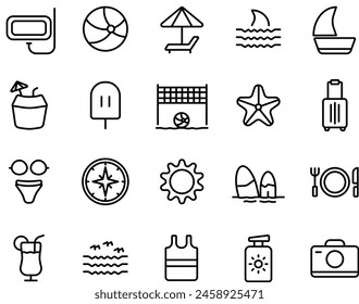 Design Icon Line Set Theme ENJOY THE BEACH 
