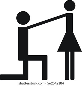 design icon man makes a proposal to the girl.