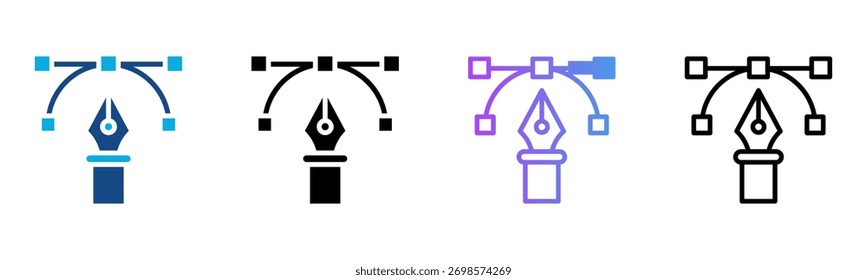 Ícone de design - Ilustração de vetor de vários estilos
