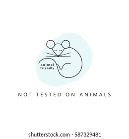 Design icon. Product  is not tested on animals. Symbol with mouse. Vector illustration line style.