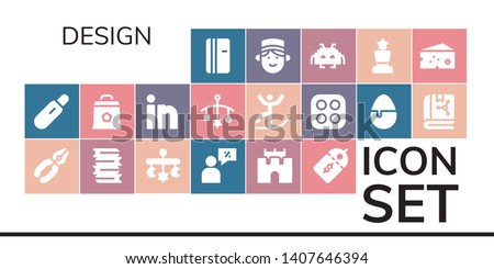 design icon set. 19 filled design icons.  Simple modern icons about  - Refrigerator, Pregnancy test, Pliers, Books, Mobile, Salesman, Sand castle, Price label, Charcoal, Linkedin