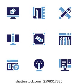 Design icon set. Bold style. Duotone colors. sketch, graphic design,, web, editorial, idea.