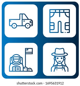 design icon set. Collection of Pickup truck, Shorts, Astronaut, Gardener icons