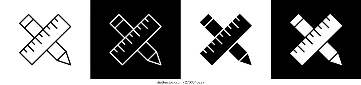 Design icon set in line and glyph style on black and white background