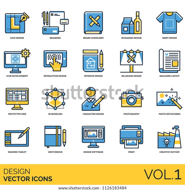 Design Icon Set Logo Branding Guidelines Stock Vector