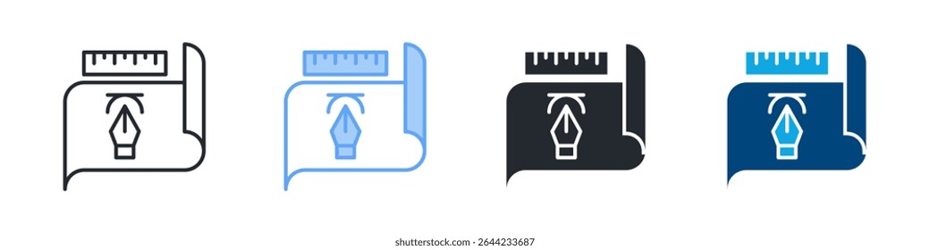 Design Icon Set Multiple Style. Design In Outline, Blue, Glyph, Dual Tone