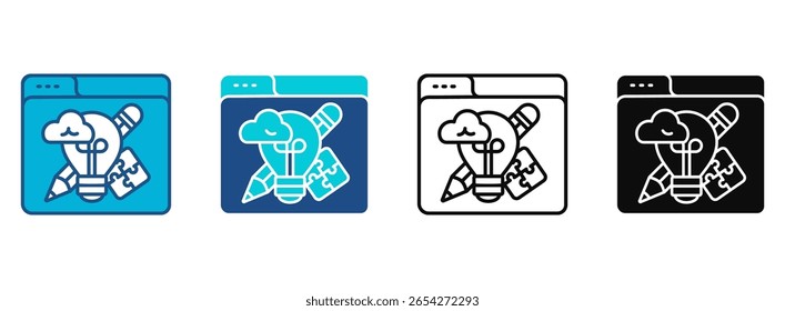 Ícone De Design Definido Com Vários Estilos. Ilustração de vetor