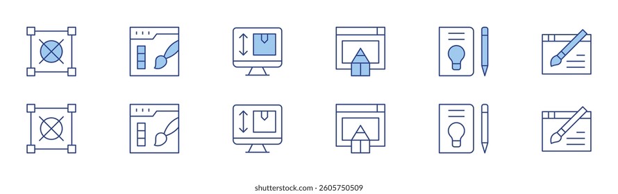 Design icon set in two styles, Duotone and Thin Line style. Editable stroke. graphic design, web design, product design, sketchbook.