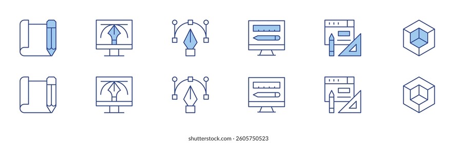 Design icon set in two styles, Duotone and Thin Line style. Editable stroke. graphic design, art and design