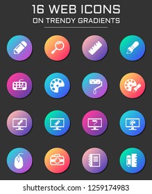 design icon set. design web icons on round trendy gradients