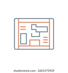 A design icon of a site plan suitable for construction use.