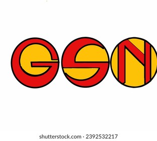 Design icon symbol of GSN illustration in red color within yellow circle