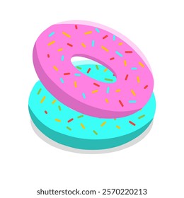 Design icon of two donut with sprinkles on top