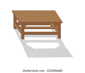 design icon vector illustration of a medium-sized brown table made of wood and plywood which is usually used as a place to put objects or goods or food on it
