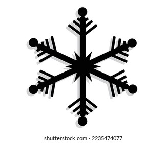 Design-Ikone, Vektorgrafik einer Schneeflocke oder eines Eis-Teilchens, das in der Nähe gesehen wird und gewöhnlich mit einer kalten Atmosphäre oder Weihnachtsfeier gleichzusetzen ist