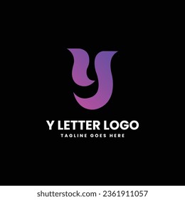 Design Of An Iconic Logo With pink color Gradient Alphabet Letter 'Y' Purple And Pink Vector