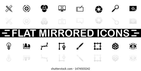 Design icons - Black symbol on white background. Simple illustration. Flat Vector Icon. Mirror Reflection Shadow. Can be used in logo, web, mobile and UI UX project.