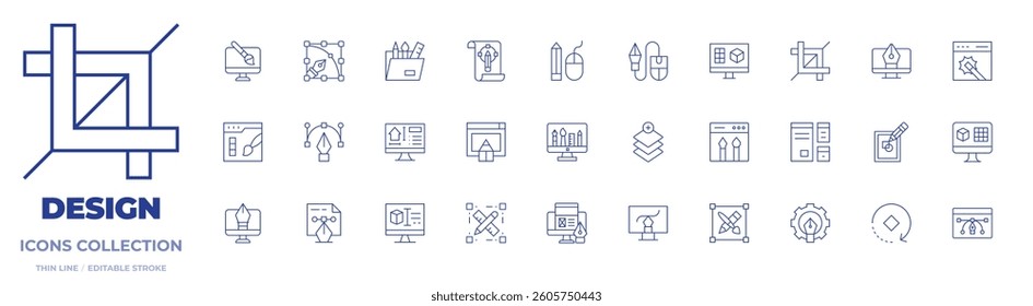 Design icons collection. Thin Line icons, editable stroke. web design, responsive