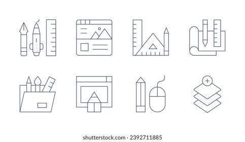 Design icons. Editable stroke. Containing web design, design tools, art design, plan, layers.