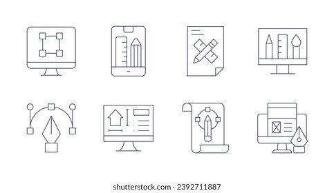 Diseñar iconos. Trazo editable. Conteniendo diseño, diseño gráfico, vector, herramienta de lápiz, visual, web.