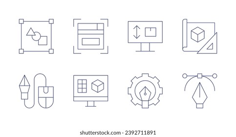 Design icons. Editable stroke. Containing web design, designing, product design, graphic, design, tool, modeling, vector.