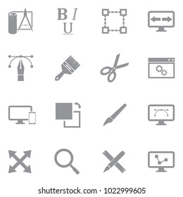 Design Icons. Gray Flat Design. Vector Illustration.