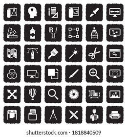 Design Icons. Grunge Black Flat Design. Vector Illustration.
