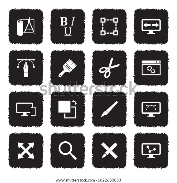 Design Icons. Grunge Black Flat Design.\
Vector Illustration.