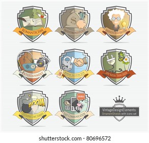 Design icons set with badges shields