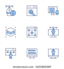 Design icons set. Line Duotone style, editable stroke. vector, responsive design, web design, art and design, tool, layers.
