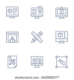 Design icons set. Thin Line style, editable stroke. d design, graphic design, web design