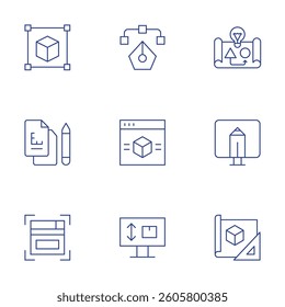 Design icons set. Thin Line style, editable stroke. cube, draft, web design, graphic design