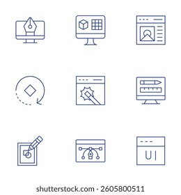 Design icons set. Thin Line style, editable stroke. web design, design, ui design, rotate