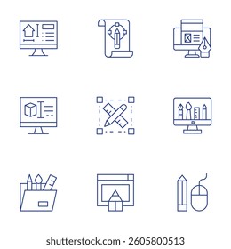 Design icons set. Thin Line style, editable stroke. web design, design, vector design