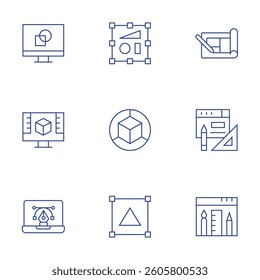 Design icons set. Thin Line style, editable stroke. object, d design, design, graphic design, blueprint
